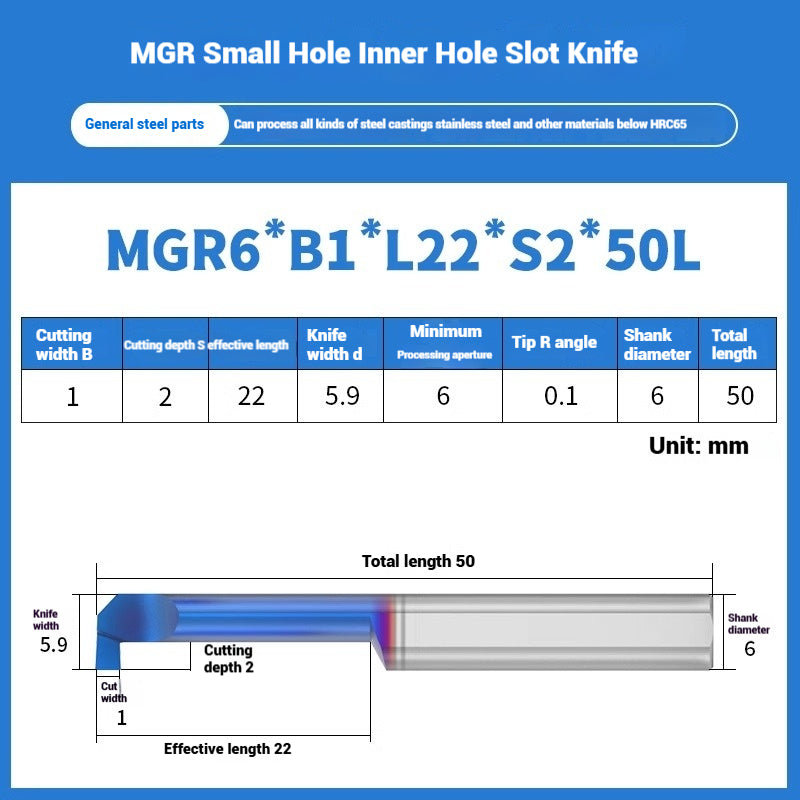1134-MGR small bore groove cutter wear-resistant micro groove hook cutter CNC tungsten steel alloy small bore cutting groove turning tool Shandong Denso Pricision Tools Co.,Ltd.